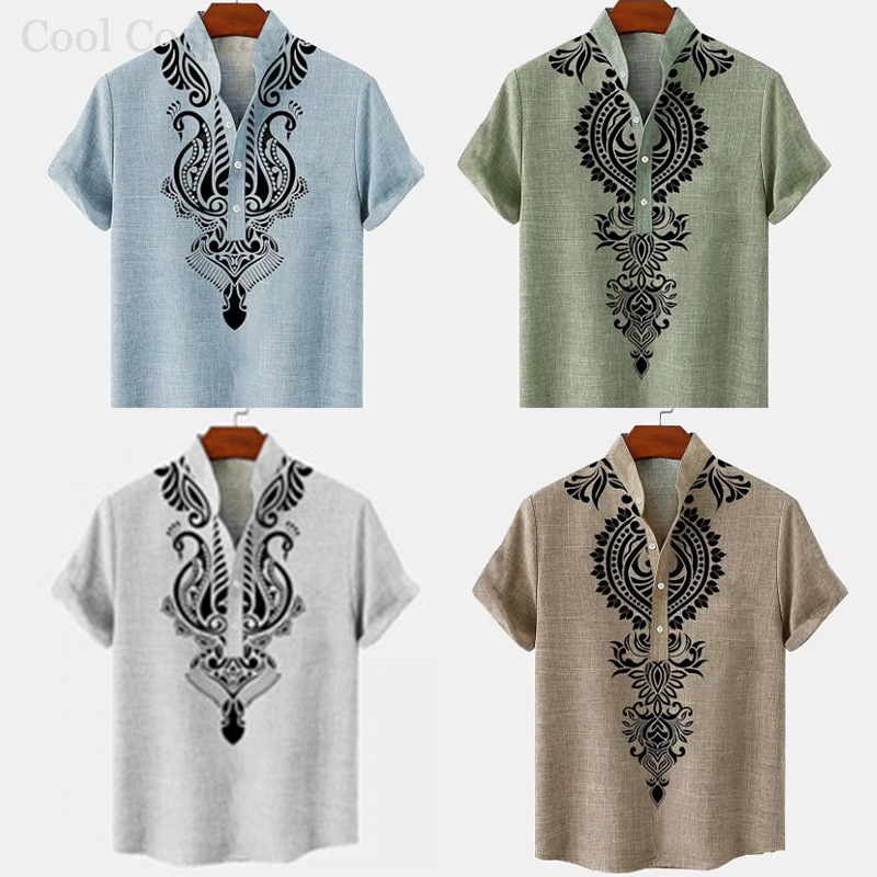 3D Printing Quality - Męskie koszulki retro Henley z nadrukiem